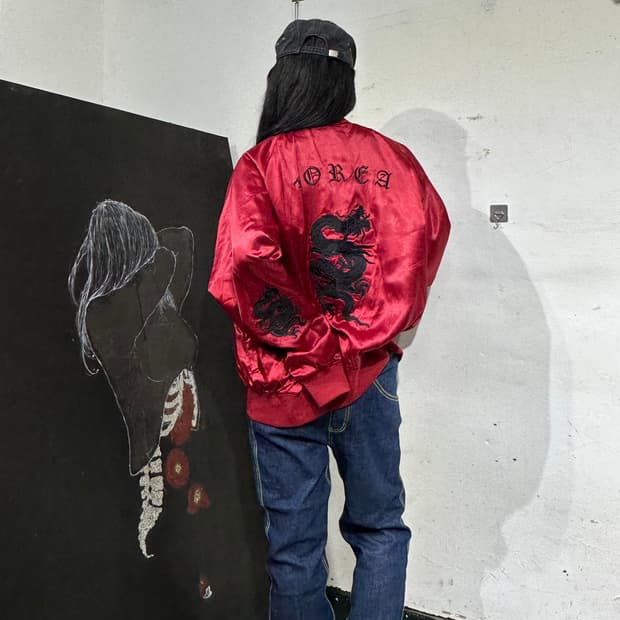 지드래곤 콜라보 빨강 스카잔 자켓