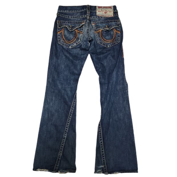 트루릴리젼 Y2k Rainbow Joey 스티치 부츠컷 팬츠