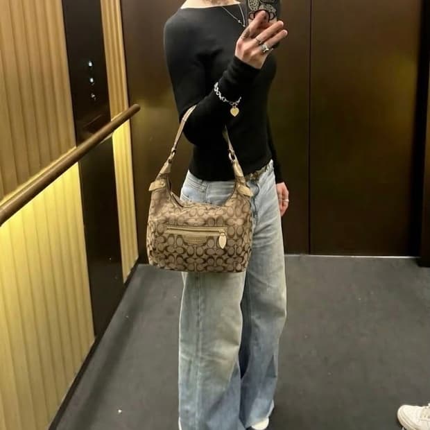 Penelope Signature Jacquard Hobo bag