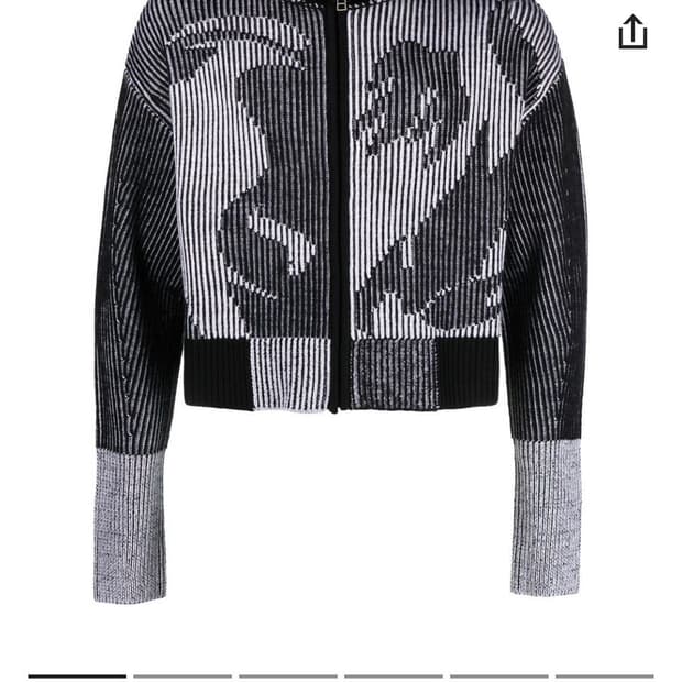 펑첸왕 자카드 크롭 니트재킷