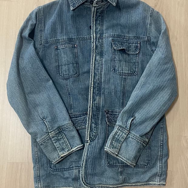 재팬 스트라이프 패턴 데님 자켓