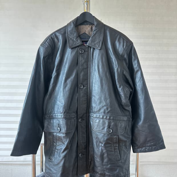 90s Lambskin Leather Car Coat