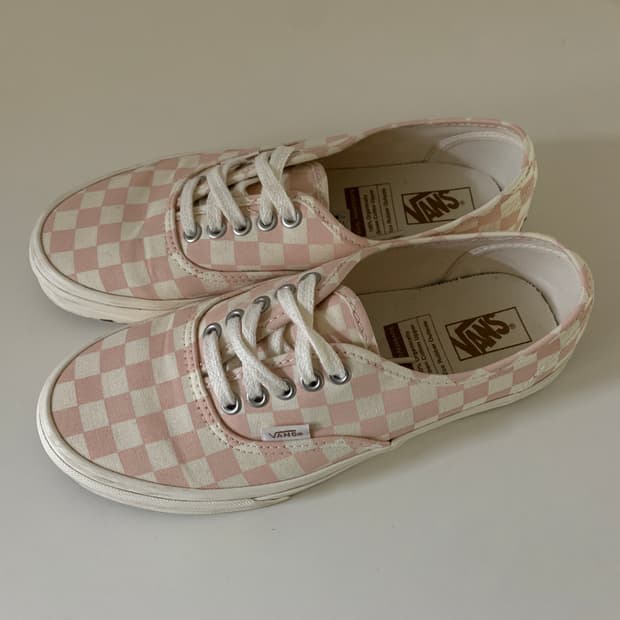 반스 어센틱 깅엄체크 핑크