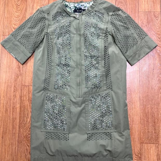 한섬 마인 카키색 원피스