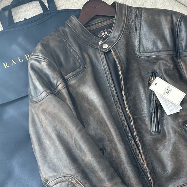 RRL 슬림핏 레더 모토 자켓 M