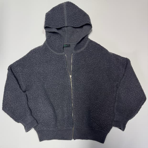 여성 베네통 천연모피 여우털 뽀글이 후드 집업 오버핏