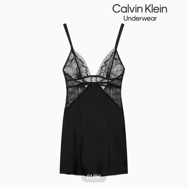 캘빈클라인 레이스 슈미즈 드레스 슬립웨어 란제리