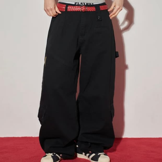 멀티 카고포켓 와이드 면팬츠