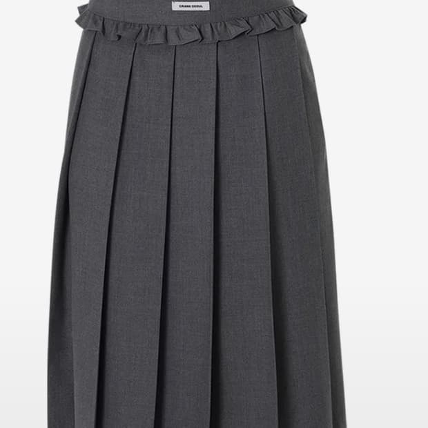 크랭크 프릴 플리츠 미디 스커트 그레이