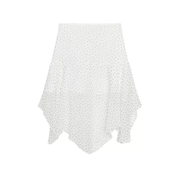 Zara Dot unbalance white skirt