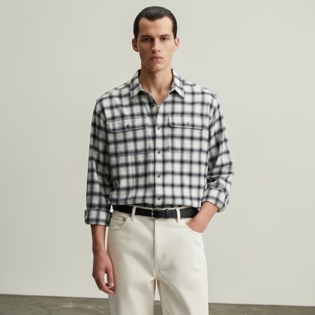 48/ 솔리드옴므 견장 디테일 플란넬 셔츠자켓