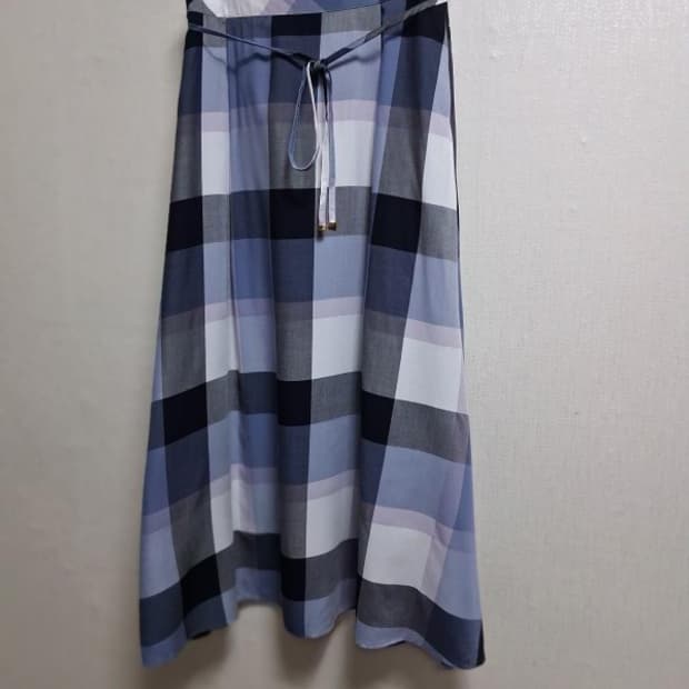 BLUE LABEL CRESTBRIDGE 블루 네이비큰체크 롱스커트 36