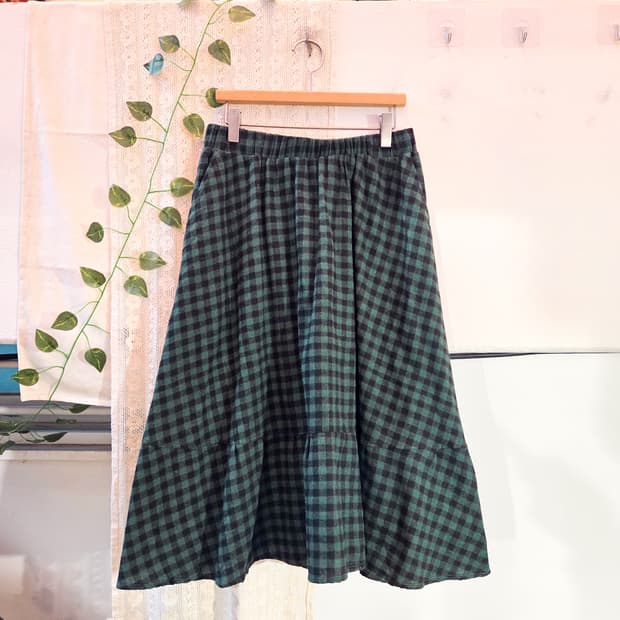 초록 체크 스커트
