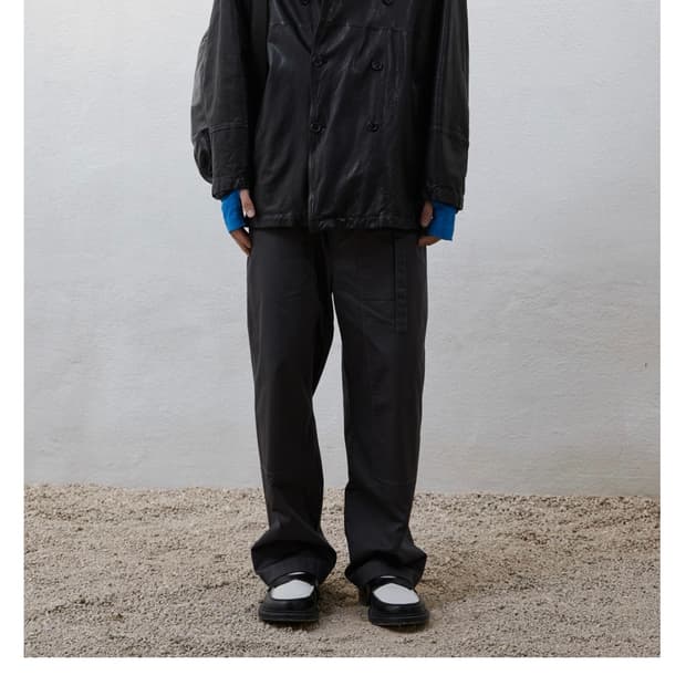 washed leather pea coat L사이즈