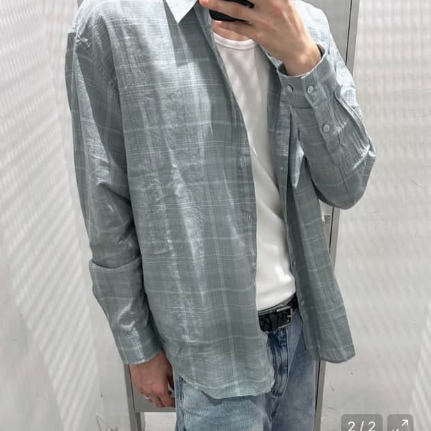 인사일런스 데미지드 시어 체크셔츠