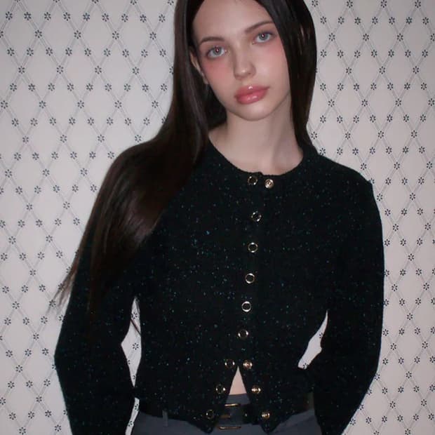 레터프롬문 더스트 파인 울 가디건 블랙