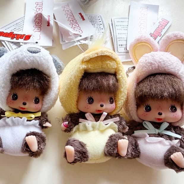 몬치치 애니멀 베비치치 키링(판다, 병아리, 토끼) 새제품