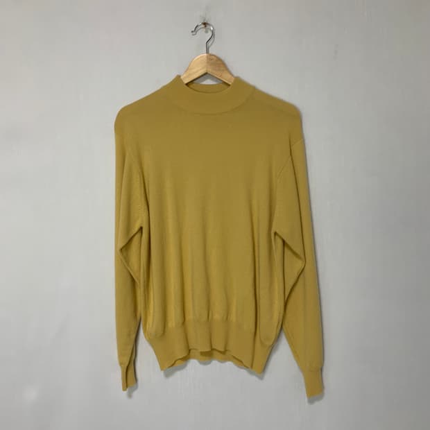 빈티지 캐시미어 100% 목폴라 니트 옐로우 L