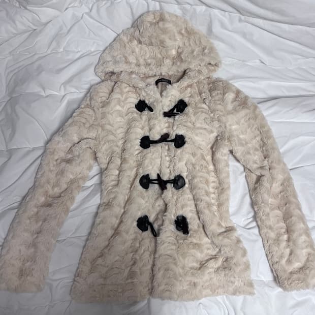 일본 빈티지 퍼 아이보리 떡코 