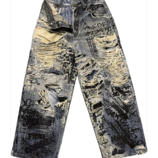 아크네 프린팅 코튼 팬츠