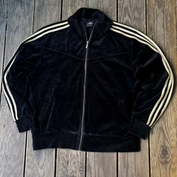 아디다스 벨벳 블랙 트랙탑 져지집업 100/L