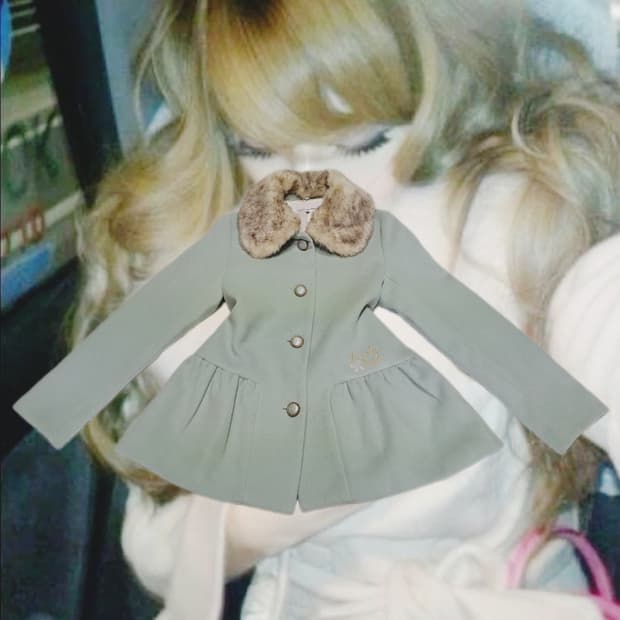 메조피아노깔 일본 로걀 히메갸루 달천깔 빈티지 리본 민트 퍼코트