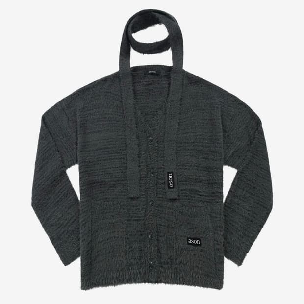 애즈온 타이 가디건 LUCA TIE CARDIGAN / CHARCOAL