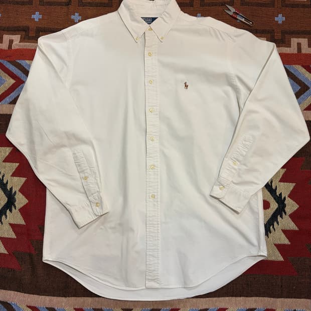 XXL) 90s 폴로 랄프로렌 야머스 셔츠 화이트