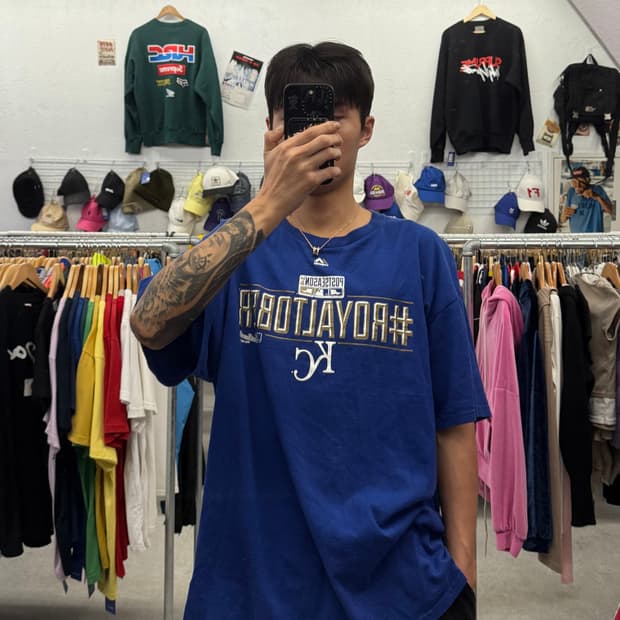 마제스틱 캔자스시티 블루 반팔티 2XL