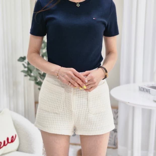 타미힐피거 여성 반팔티 네이비