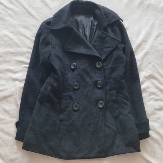 빈티지 긱시크 블랙 단추 코트