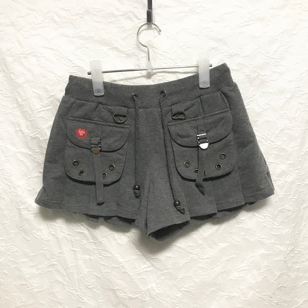 빈티지 펑크 플리츠 카고 숏 팬츠 반바지