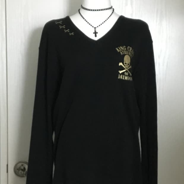 KINGCRAFT 펑크 해골 큐빅 롱슬리브 티셔츠 