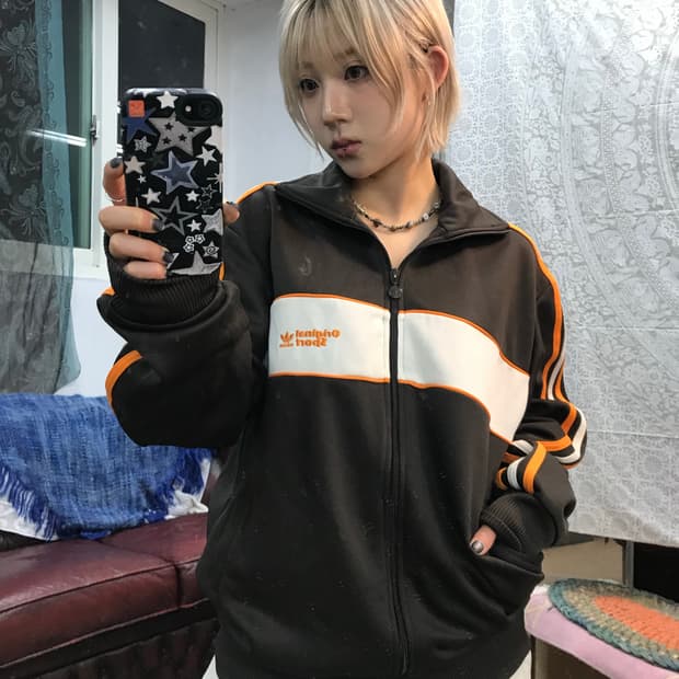 아디다스 오렌지브라운 저지 트랙탑 