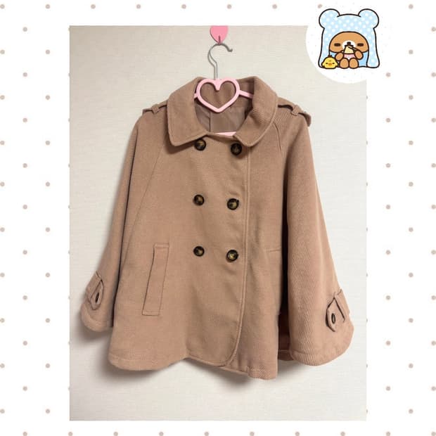 핑크 베이지 브라운 케이프 코트