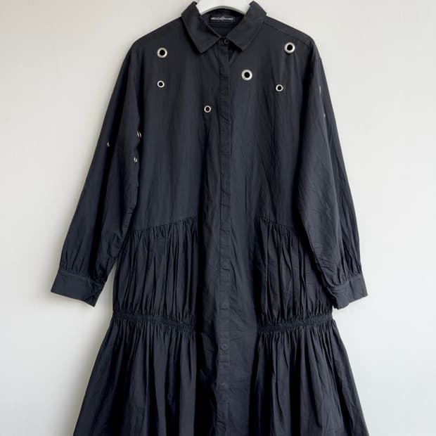 HELLCATPUNKS 고딕 아일렛 디테일 셔츠 원피스