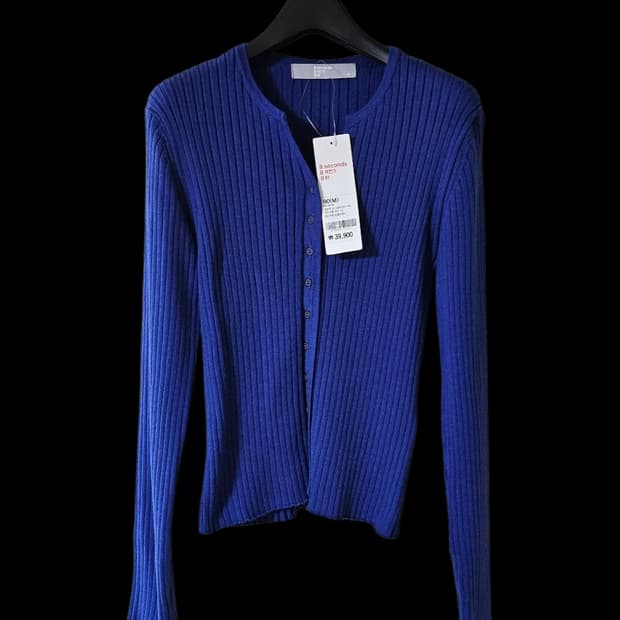 [새상품] 8세컨즈 블루 골지 여성 가디건 90 M