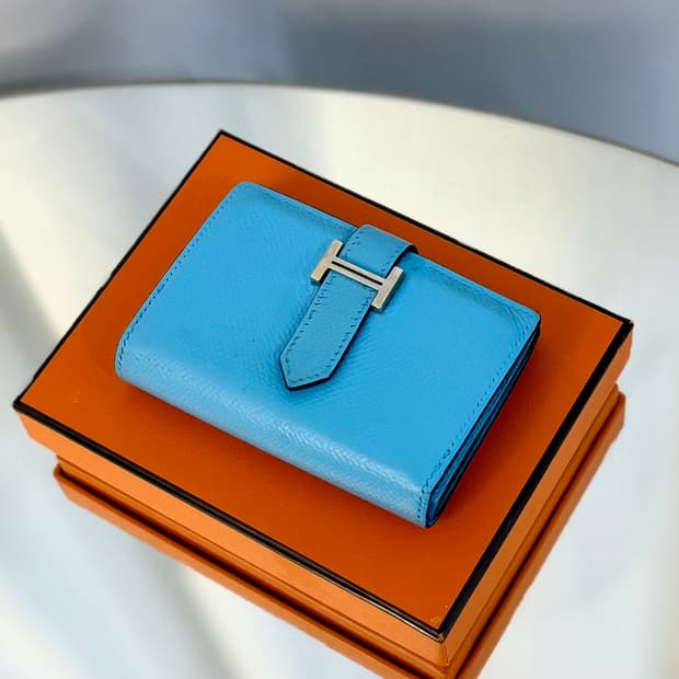 에르메스 베안 컴팩트 카드지갑 블루