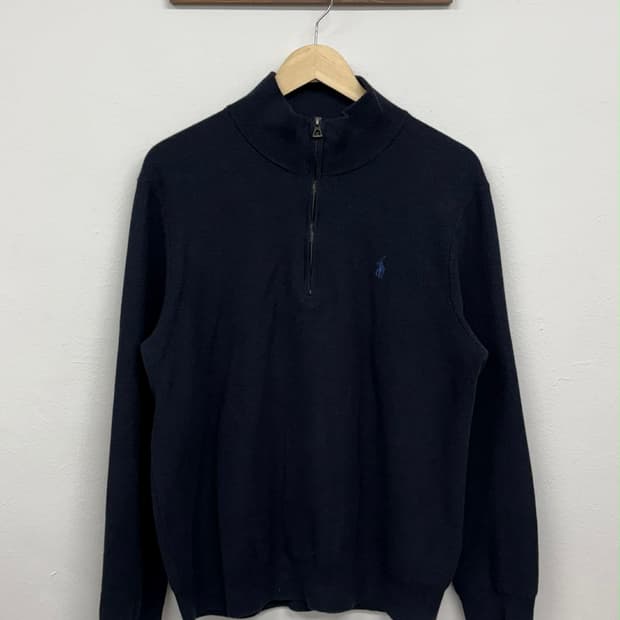 [L] 폴로 랄프로렌 신형 네이비 하프 집업 코튼 니트