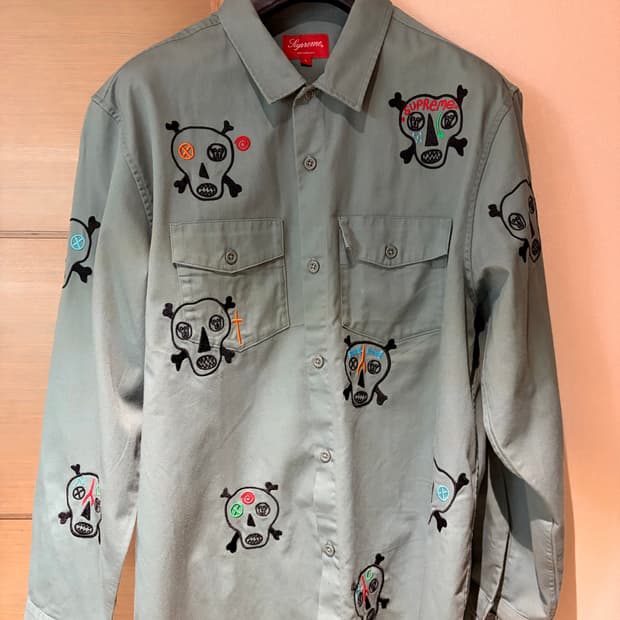 [L] 슈프림 스컬 워크셔츠
