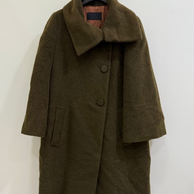 한섬 마인 모직 카키 코트 정품