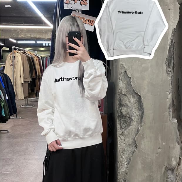 디스이즈네버댓 자수 로고 맨투맨 화이트 S #csz3447