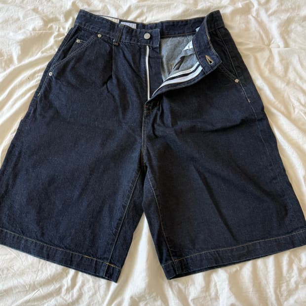 유스 하프 와이드 데님 팬츠 