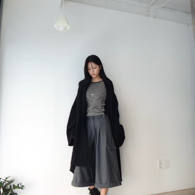 Belt point moving warm pants / grey