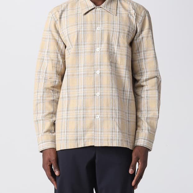 썬플라워 카키 체크셔츠
