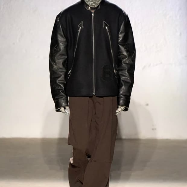 [M]MM6 아플리케 6로고 울 바시티 자켓