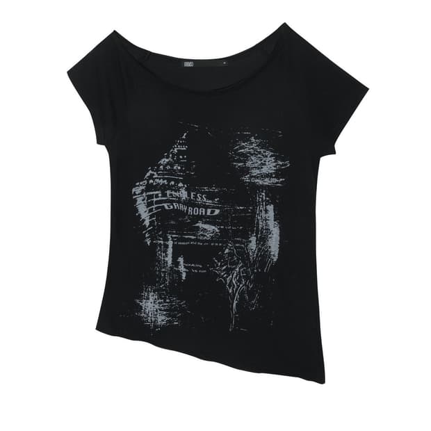 보헤미안서울 FUNKY SCOOP NECK TEE CONCH, BLACK