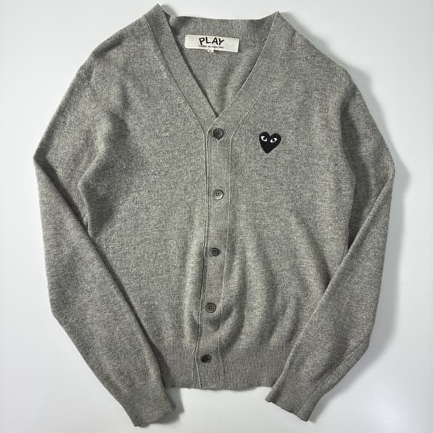 Comme des Garcons 꼼데가르송 라이트그레이 블랙와펜 가디건