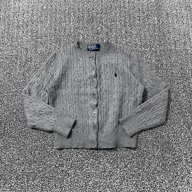 빈티지9. 폴로랄프로렌 케이블 크롭 니트 가디건 그레이