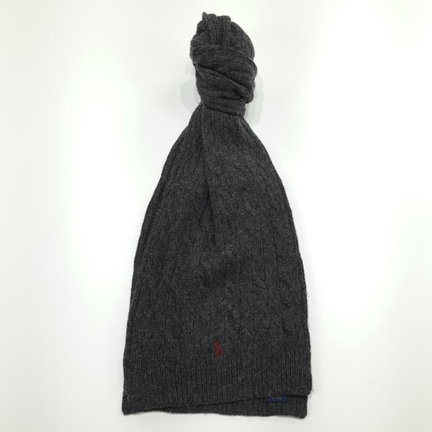 MX283 폴로 랄프로렌 차콜그레이 램스울 케이블 니트 목도리 머플러